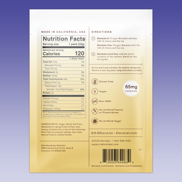 nutrition facts image Vanilla